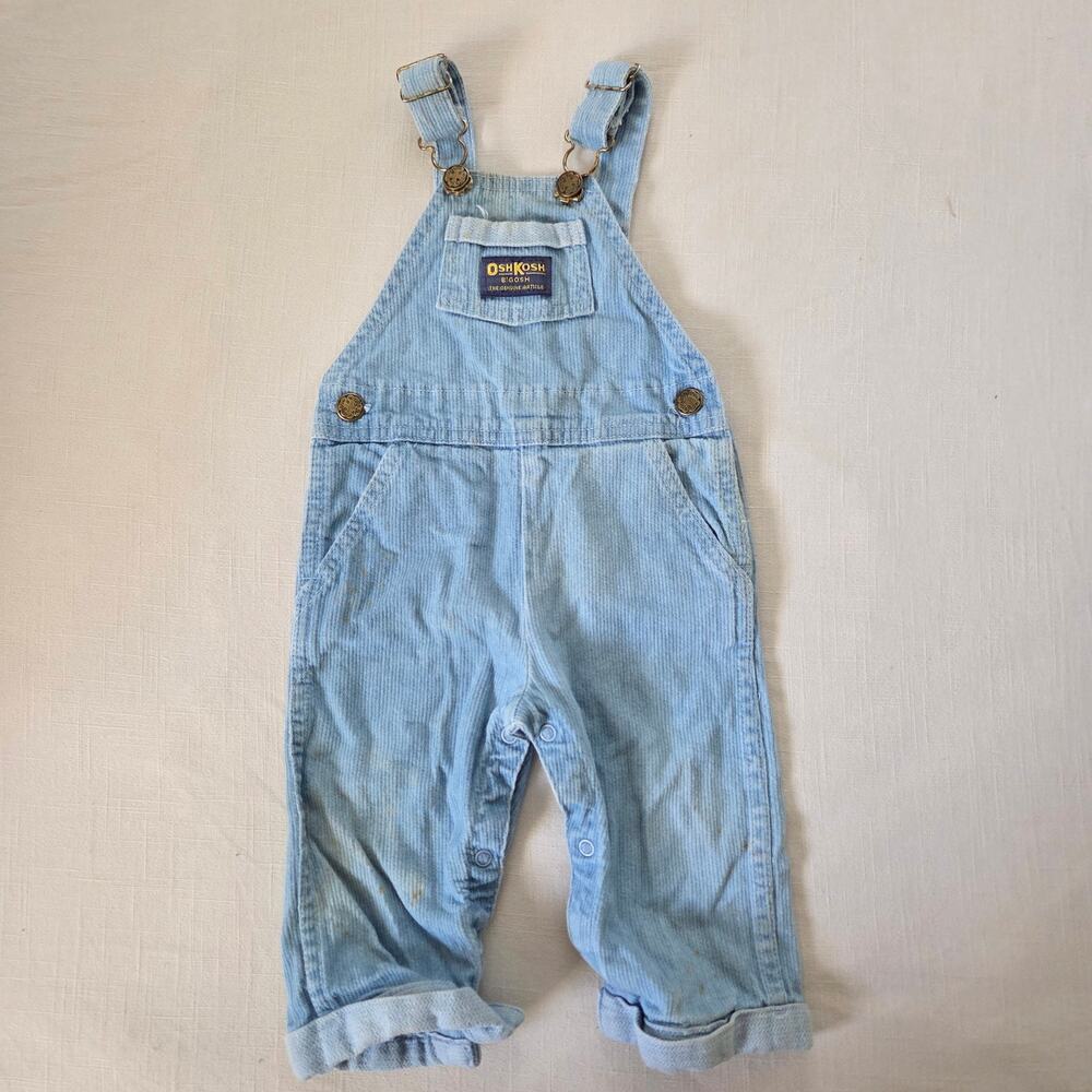 Vintage Oshkosh Textured Denim Overalls 12 months